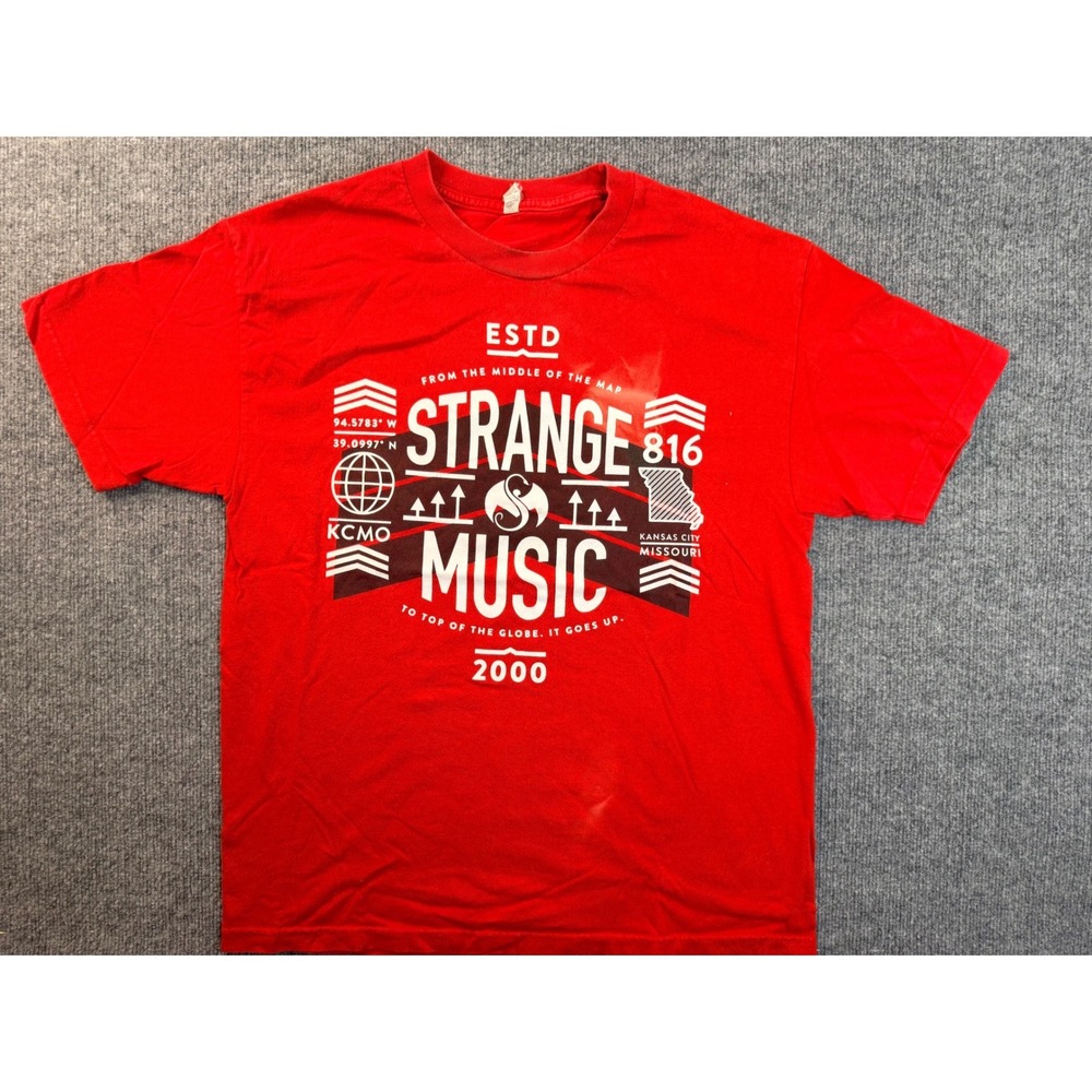 Vintage Strange Music Tech N9ne T Shirt Large Red KCMO Graphic Tee Cotton Y2K